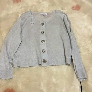 Calvin Klein Gold Toggle Cropped Glitter Cardigan